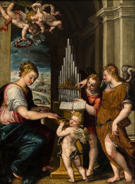 Giovanni Battista Farinati llamado Zelotti (Verona 1526-1578)., Santa Cecilia