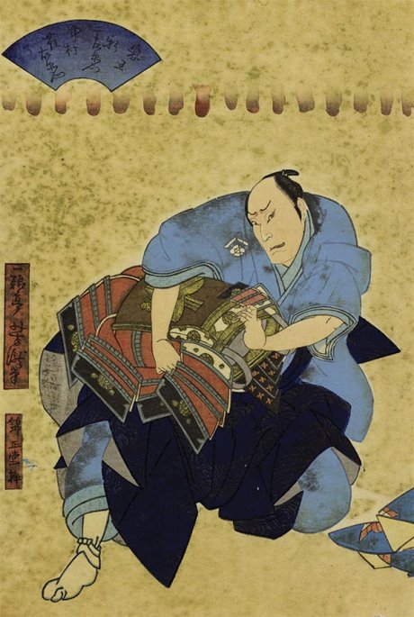 Utagawa Yoshitaki (1841-1899), El actor Nakamura Jakuemon interpretando a Oniō Shinzaemon 鬼王新左衛門之中村雀右衛門