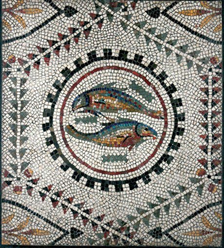 Anónimo, Mosaico con dos peces , -1