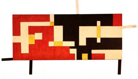 Sandu Darie Laver (Roman, Rumanía, 1908 – La Habana, Cuba, 1991)  Sin título, 1948 óleo sobre tela y varillas de madera 40,5 x 104 cm