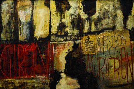 Ficha Técnica de Girón de Raúl Martínez Girón 1964. De la serie Homenajes. Óleo y collage sobre masonite; 121,5 X 182,5 cm Colección Museo Nacional de Bellas Artes de La Habana