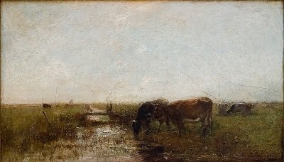 Vacas junto a un riachuelo