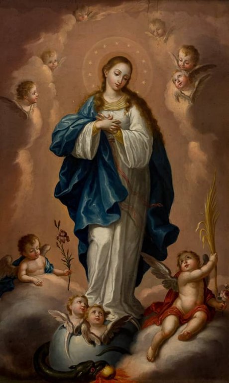 José Campeche (Puerto Rico, 1752 1809) La Inmaculada Concepción, 1804  Óleo sobre madera; 63.4 x 40 cm