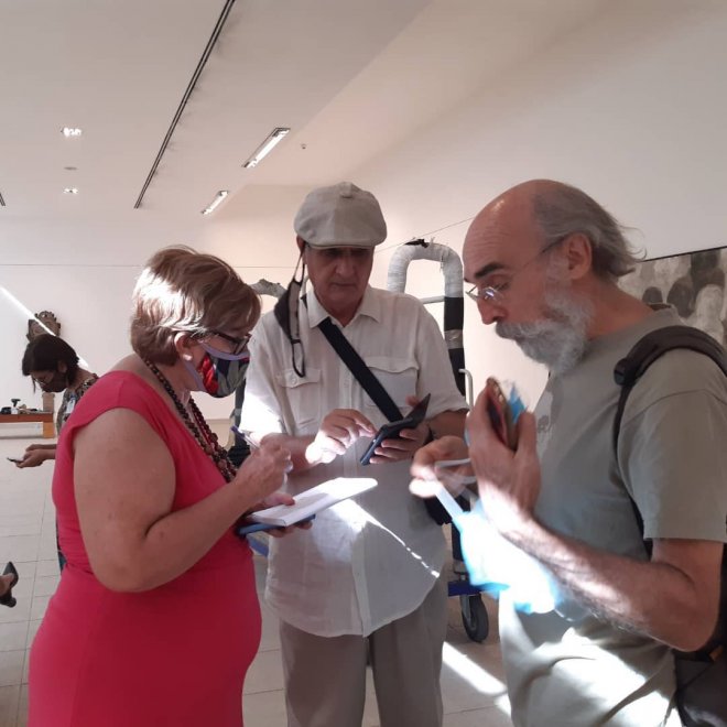 Visita de los artistas y pedagogos Emilio Rodríguez Hernández y Nelson Villalobos