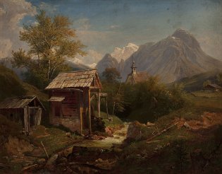 Friedrich Philiph Reinhold, Paisaje con río y molino, -1