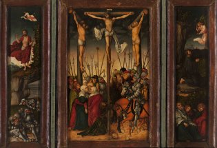 Lucas Cranach (el viejo), La crucifixión con la oración en el huerto y la resurrección, 1520