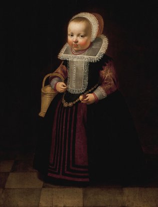 Escuela holandesa, Retrato de niña con manzana, 1615