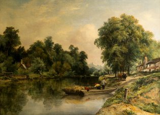 Frederick Water Watts (Somerset (?) 1800-1862), Vista del curso superior del río Támesis), 1841