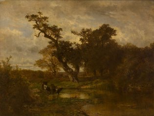 Carlos de Haes Nerinckx, Paisaje con árbol y agua