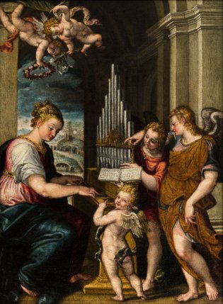 Giovanni Battista Farinati llamado Zelotti (Verona 1526-1578)., Santa Cecilia