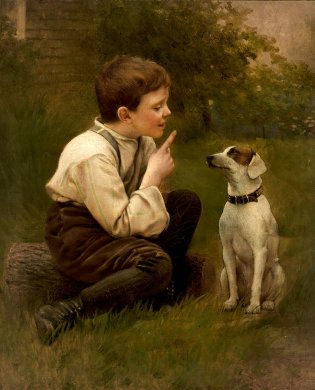 R. Wilkowsky, Niño con su perro