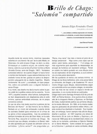 Brillo de Chago: "Salomón" compartido de Antonio Eligio Fernández (Tonel)